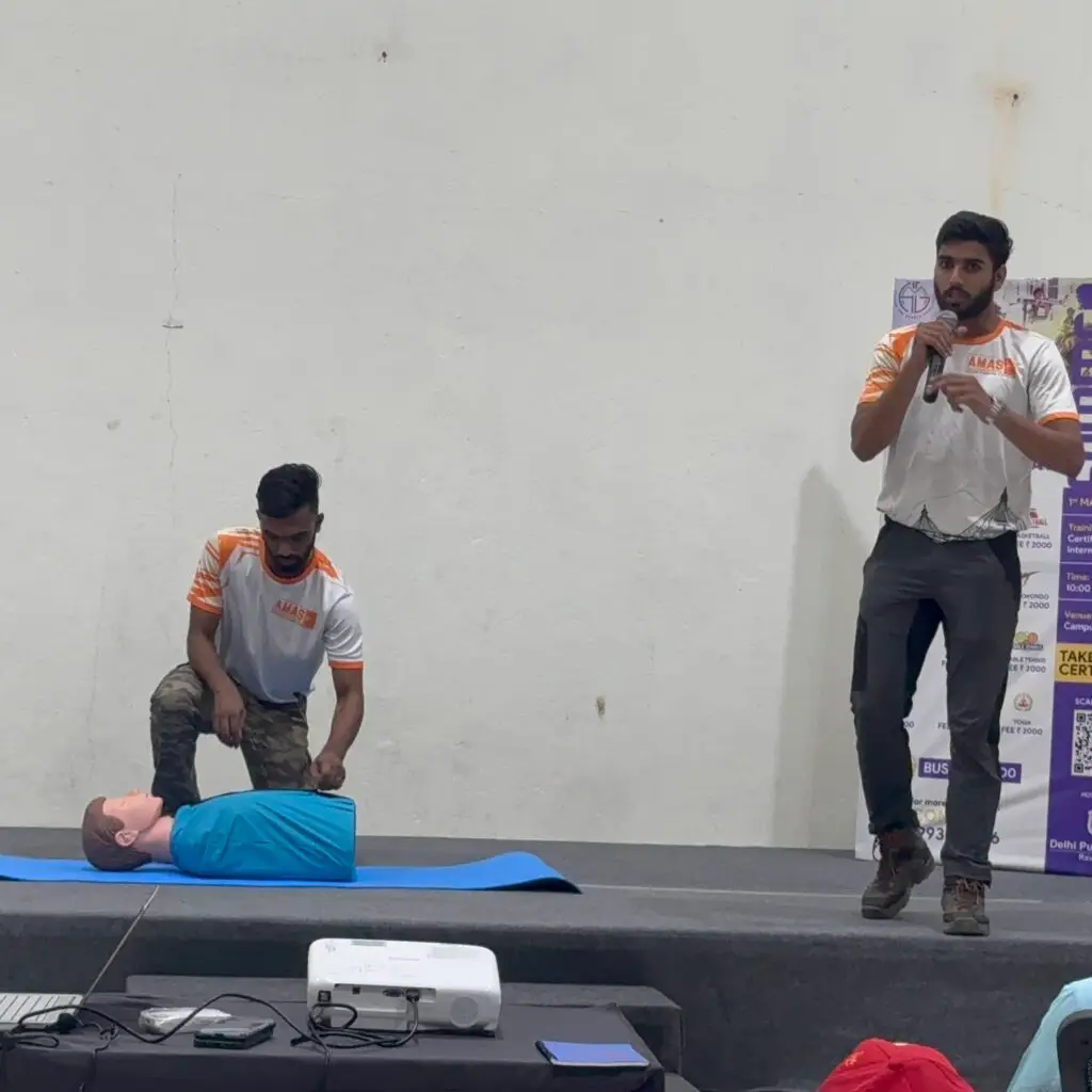 CPR mannequin training at DPS Public School