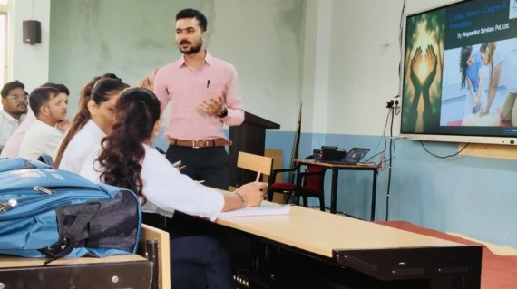 Professional CPR training provider teaching students in classroom